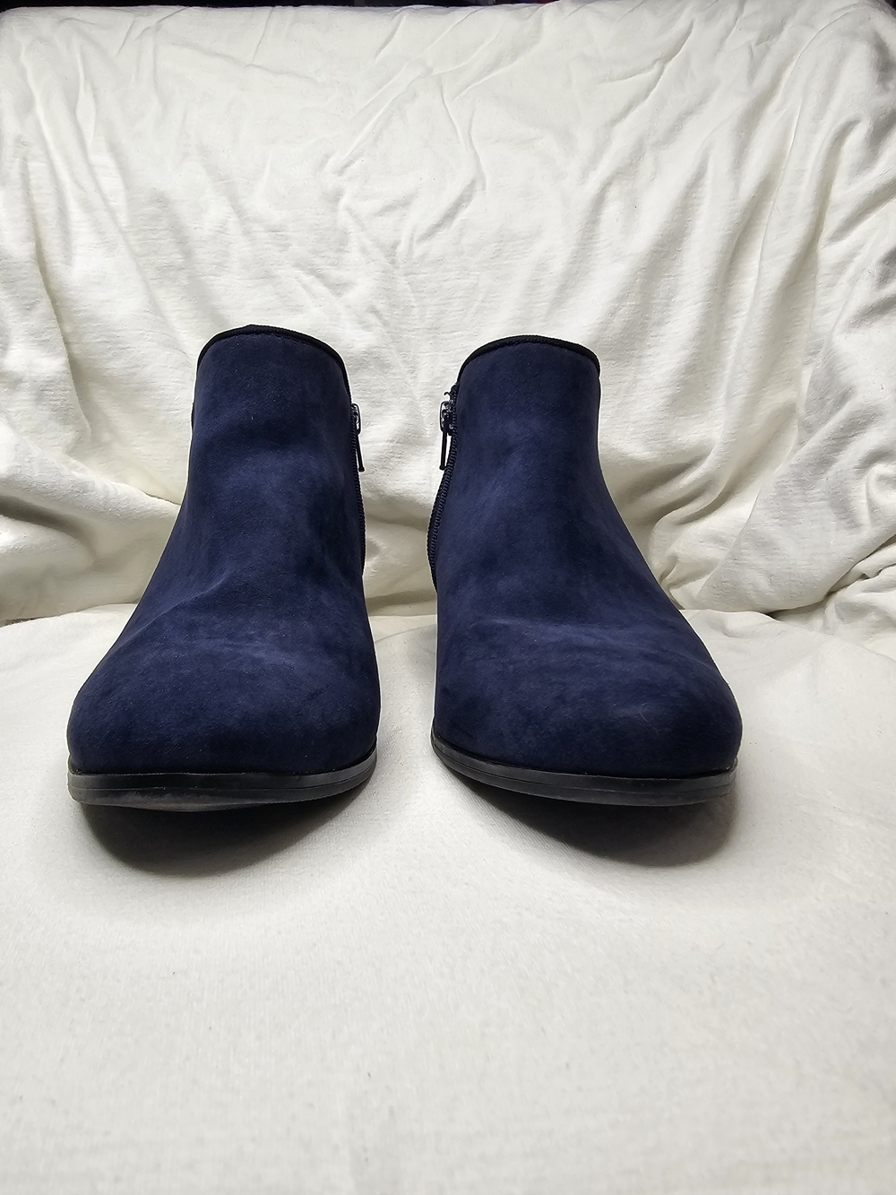 Style & Co. Wileyy Navy Faux Suede Ankle Booties Low Block Heel - Picture 9 of 16